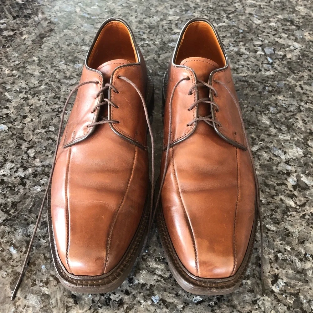 Men’s ALLEN EDMOND “Warren”Dark Tan Leather Derby Shoes - Picture 5 of 13